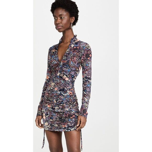 A.L.C. Nolan Dress Stretch Floral Ruched size Large - Picture 3 of 10